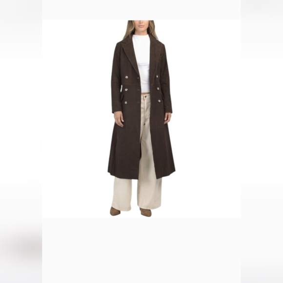 REBECCA MINKOFF Suede Long Trench Coat - Picture 4 of 5